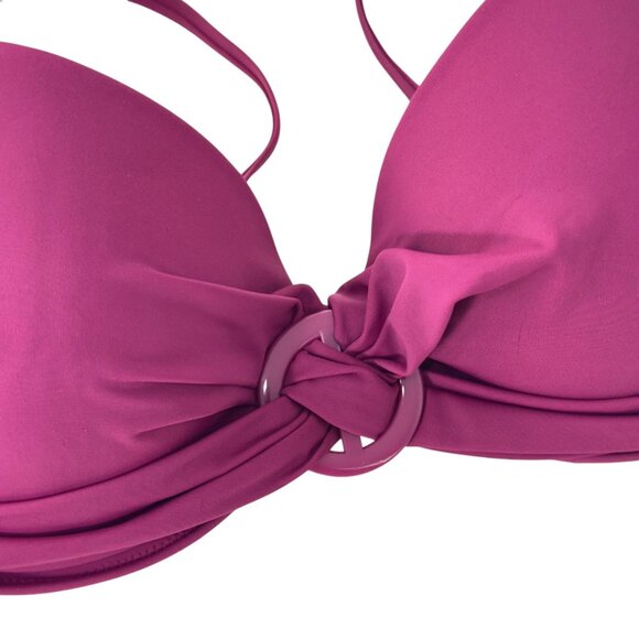 Shade And Shore Womens 36D Pink Magenta Underwire Bikini Top Twist Ring Detail - Picture 6 of 10